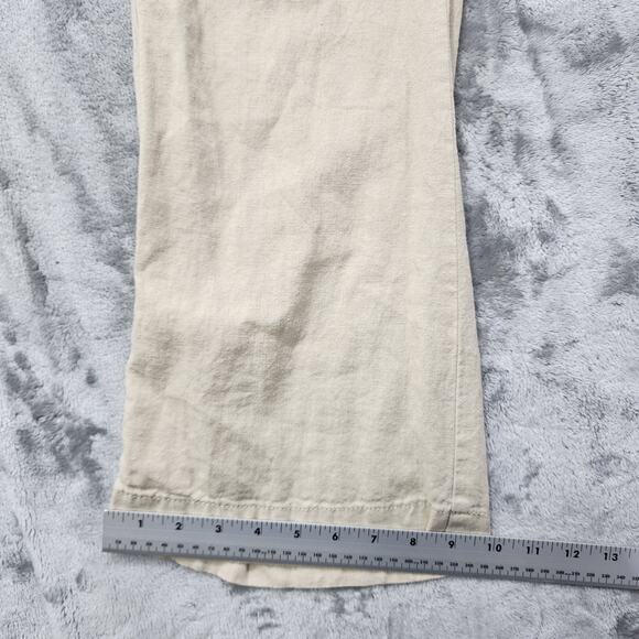 Rewash Pants Womens L Tan Khaki Linen Blend Pull On Wide Leg Casual Pockets - Picture 12 of 13